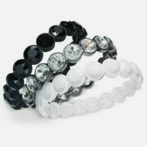 Black And White Multi Stones Stretch Bracelet